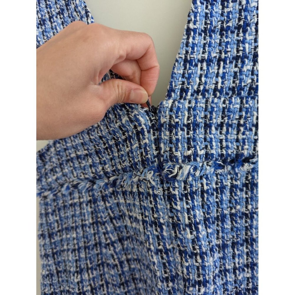 SOLD ZARA NEW WOMAN SS22 TEXTURED TWEED PINAFORE SKIRT Dress Medium BLUE - Picture 9 of 11